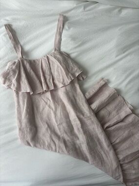 Winston White Linen Ruffle Midi Dress – Size Small